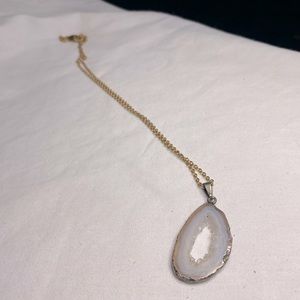 Druzy agate slice necklace